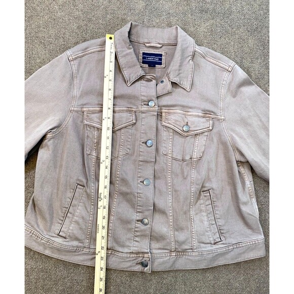 Lands‎ End Denim Trucker Jacket Womens 1X Vented Sleeve Stretch Jeans - Picture 2 of 8